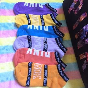 6 Pairs VS Pink Ankle Socks